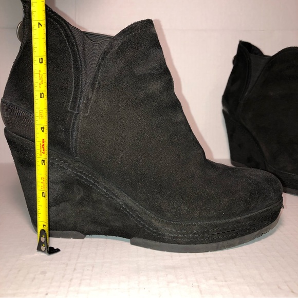 GEOX | Black Suede Wedge Booties | Size 38 US 7.5 - Picture 10 of 12